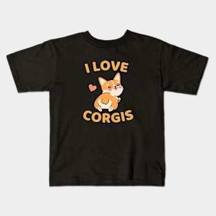 I Love Corgis Funny Cute Corgi Dog Owner Mom Kids T-Shirt